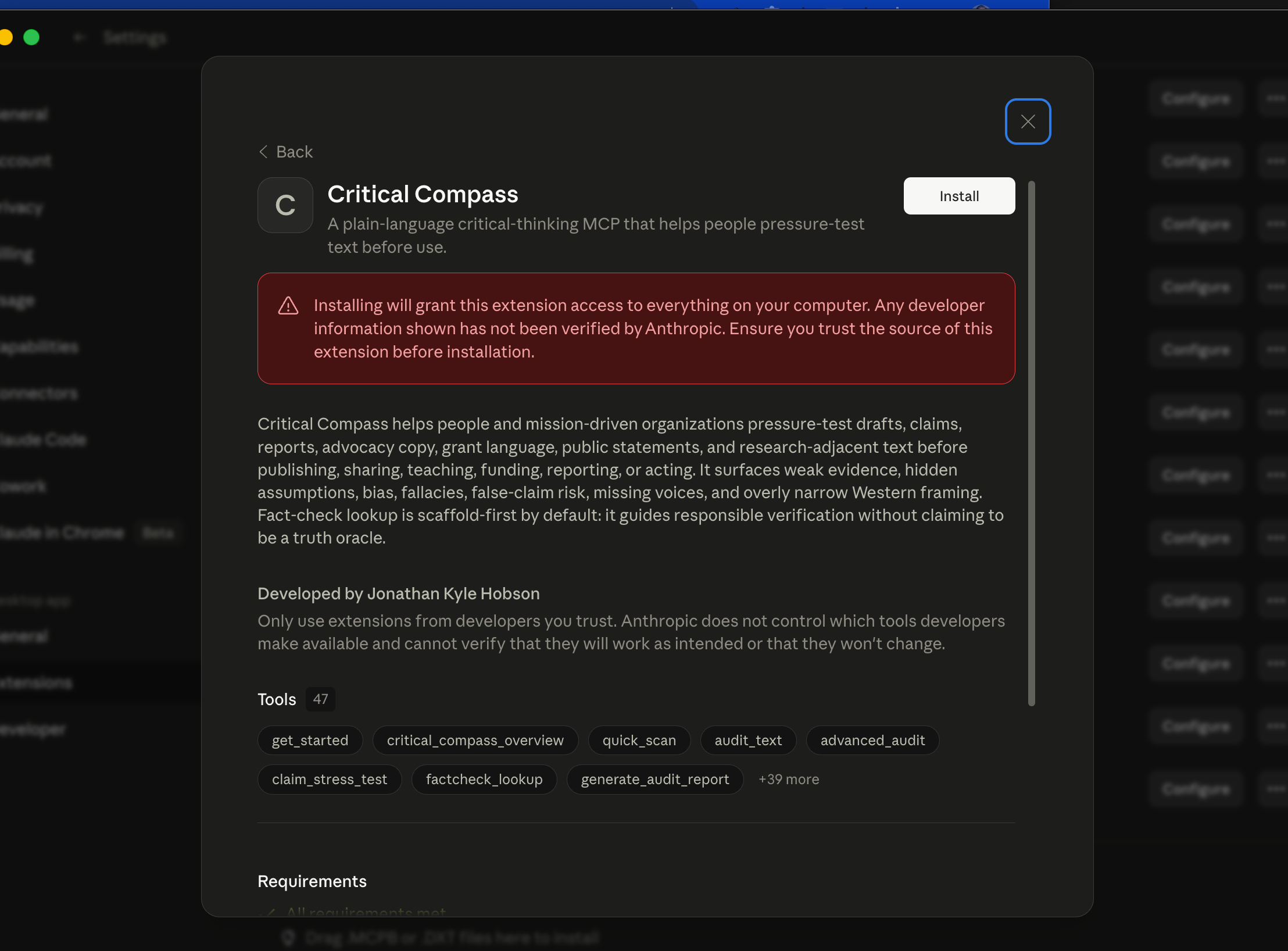Compass extension installed confirmation