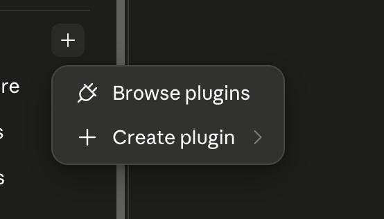Plugin add menu opened from Personal Plugins