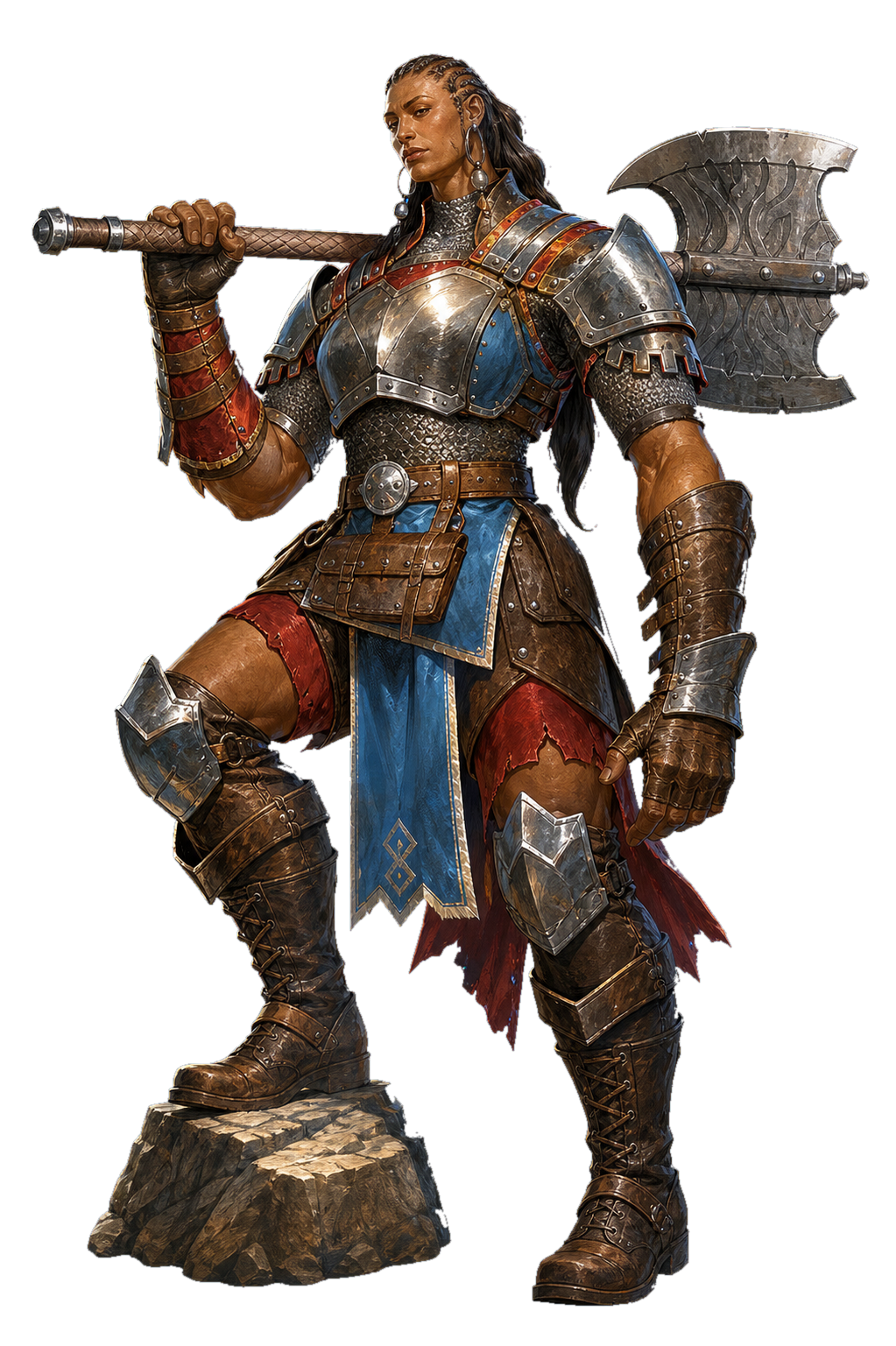Khari Nix, a Ridgeborne Giant Guardian prepared character for The Goldspire Messengers.