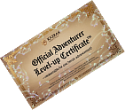Decorative Peril to Profit official adventurer start-up certificate prop.