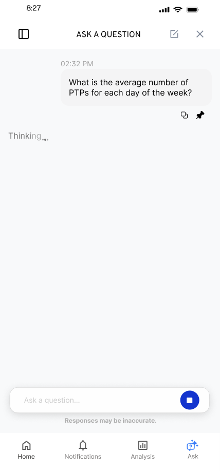 Original Flint loading state within the mobile conversation.