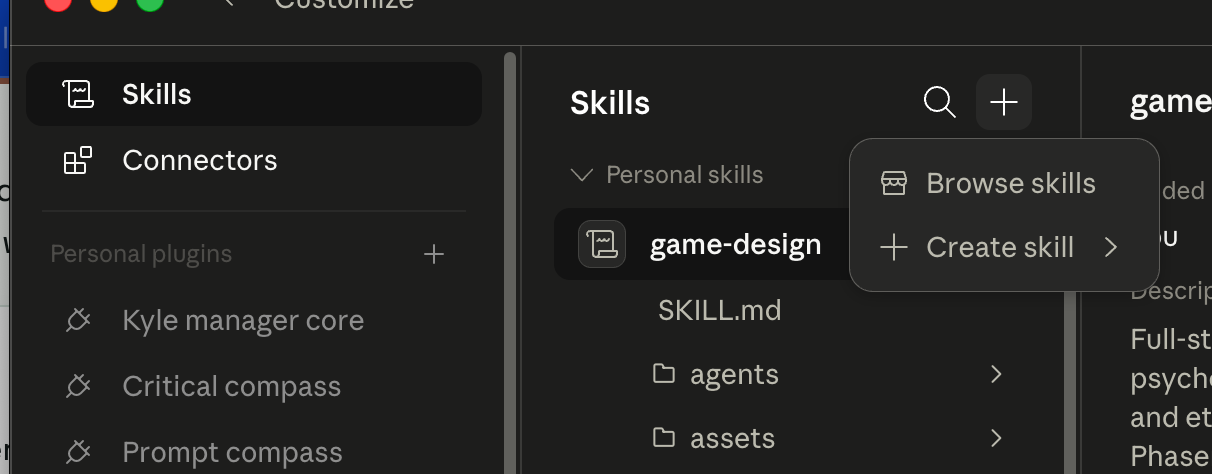 Skills plus button
